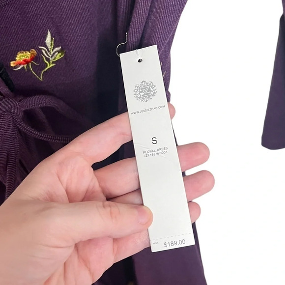 Jessie Zhao Purple Floral Wrap Dress - Picture 7 of 8